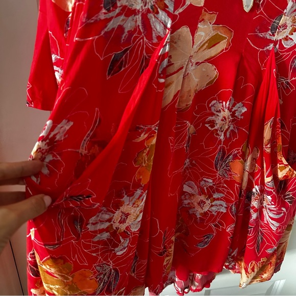Free People Red Floral Vintage Long-Sleeve Mini Dress - Picture 6 of 15